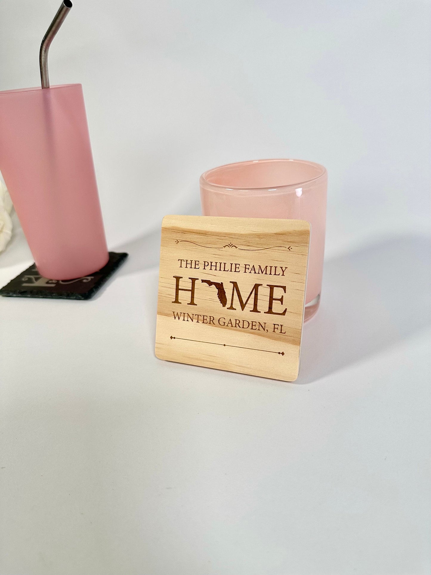 Custom Family Home Wood Coaster