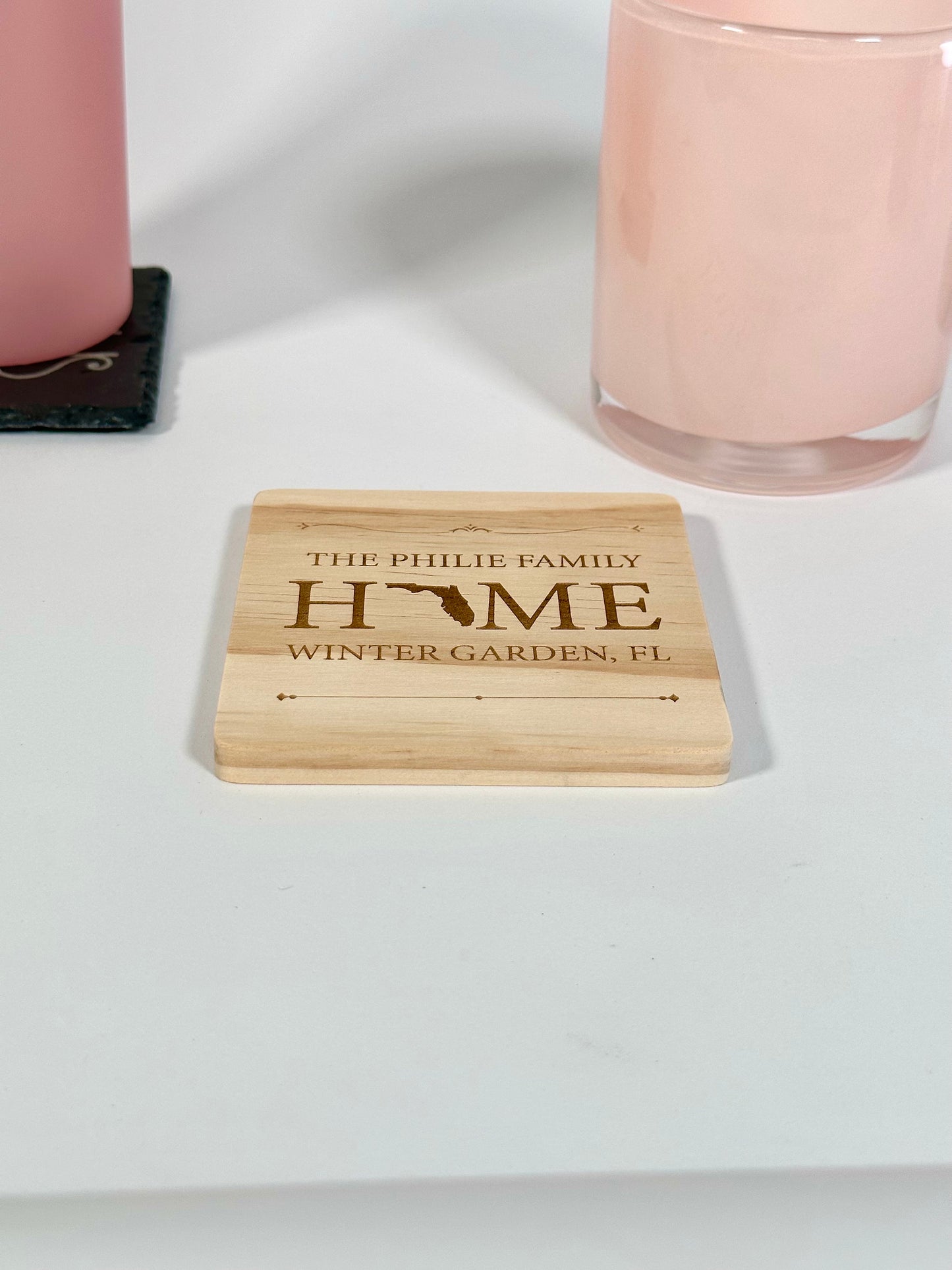 Custom Family Home Wood Coaster