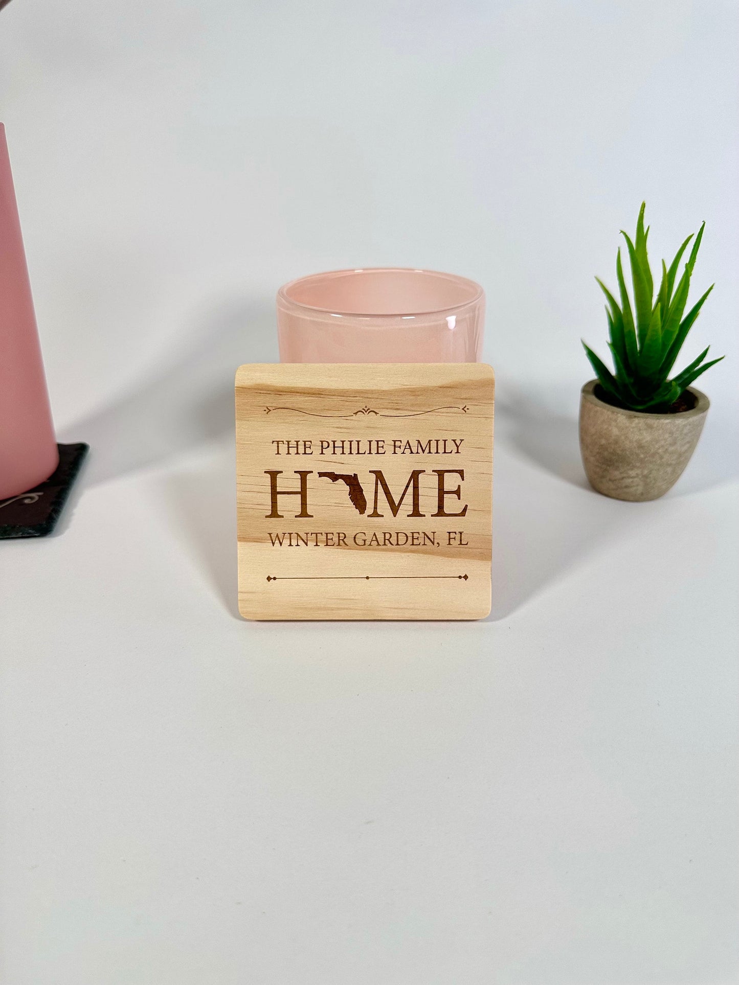 Custom Family Home Wood Coaster