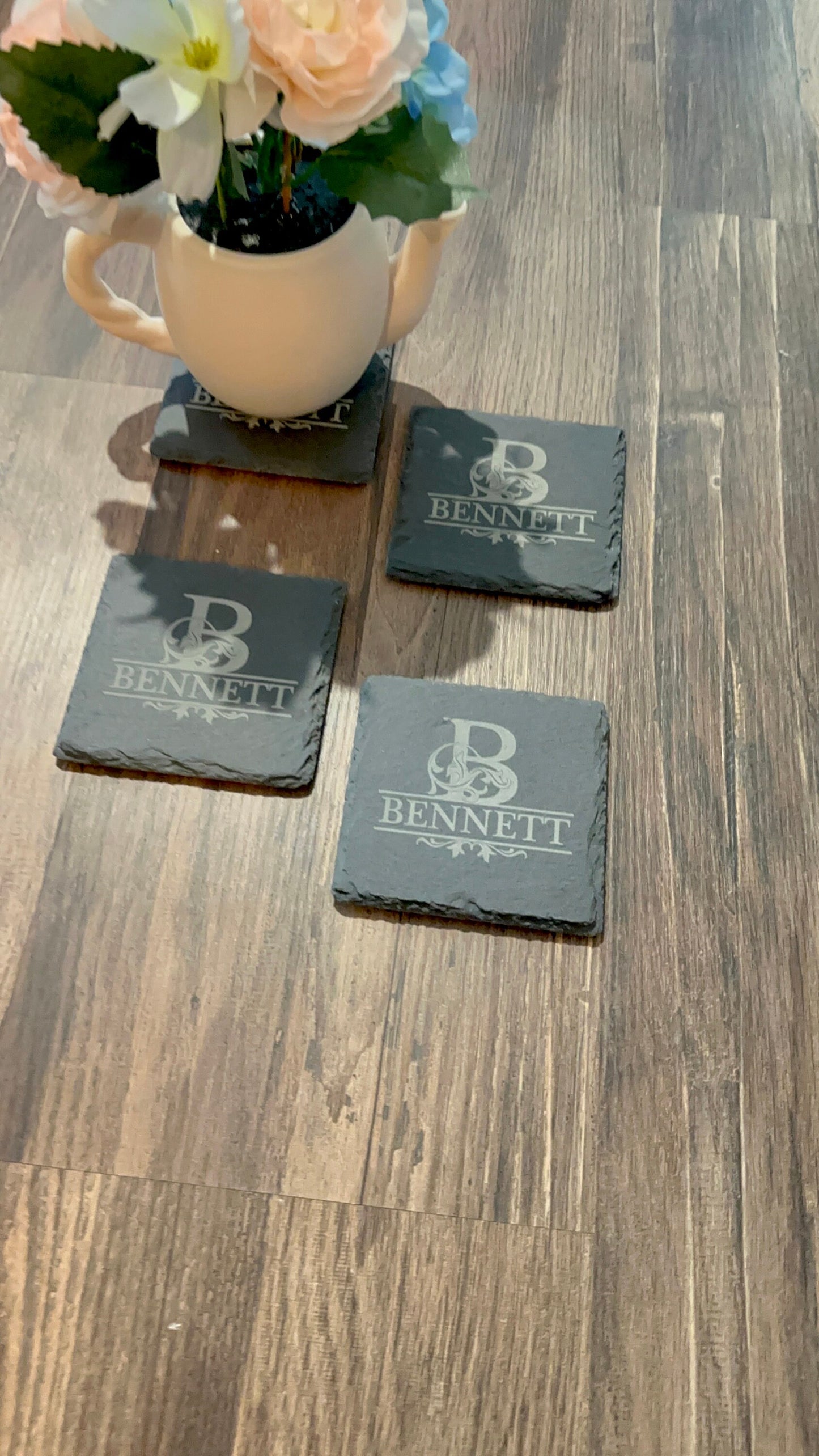 Monogram Last Name Slate Coaster - Personalized