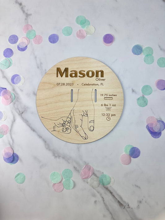 Newborn Baby Stats Hospital Bracelet Display