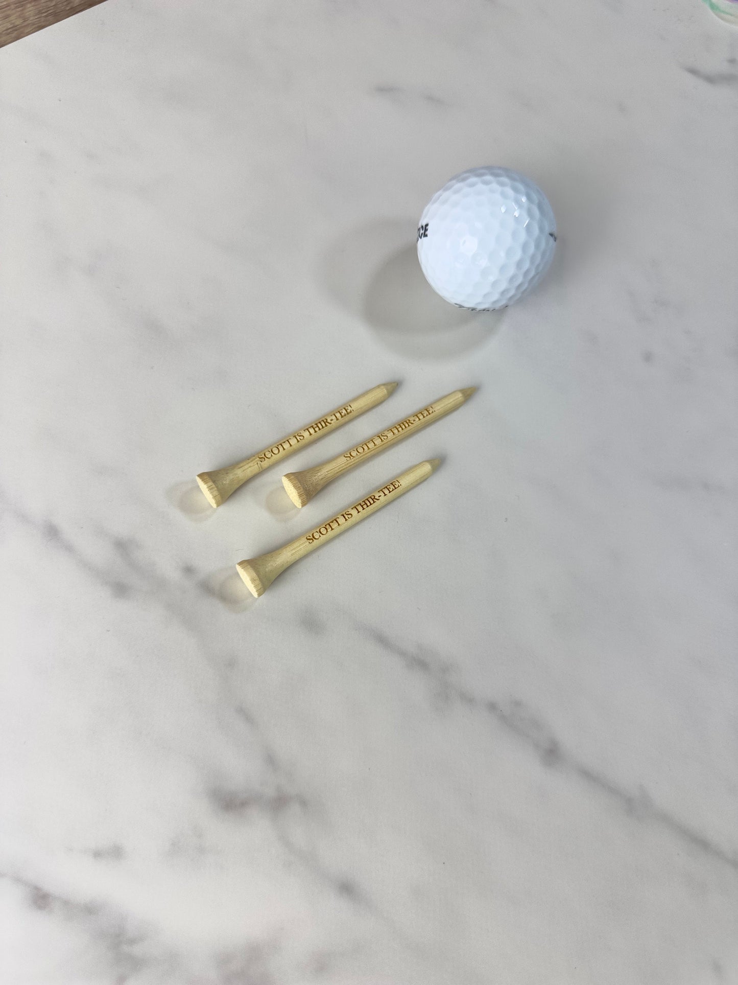 Personalized Birthday Golf Tee Gift, Golf Husband Birthday Gift, Bamboo Custom Laser Engraved Golf Tees 2.75 inches, Custom Golf Tees