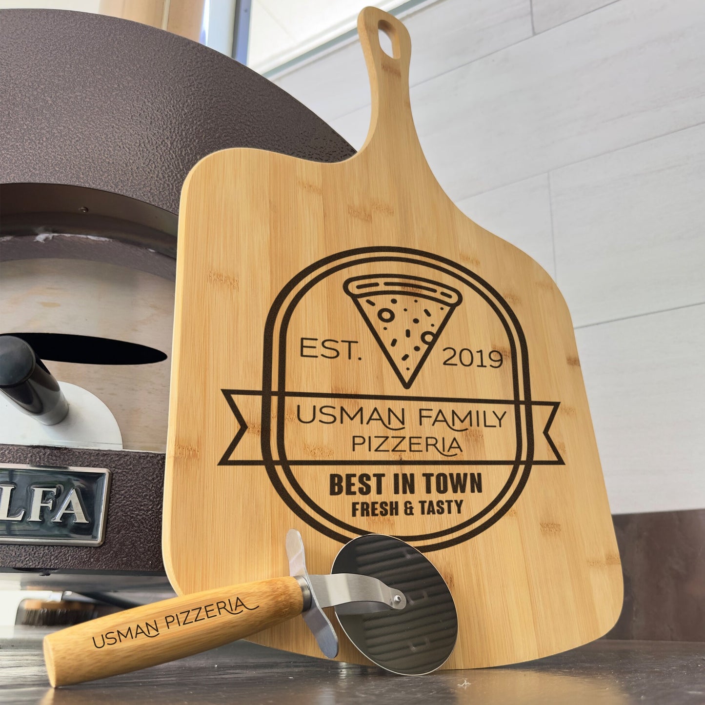 Personalized Pizza Peel & Pizza Cutter
