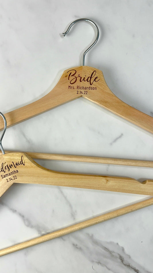 Personalized Wedding Hanger – Custom Wooden Hanger for Bride & Bridal Party