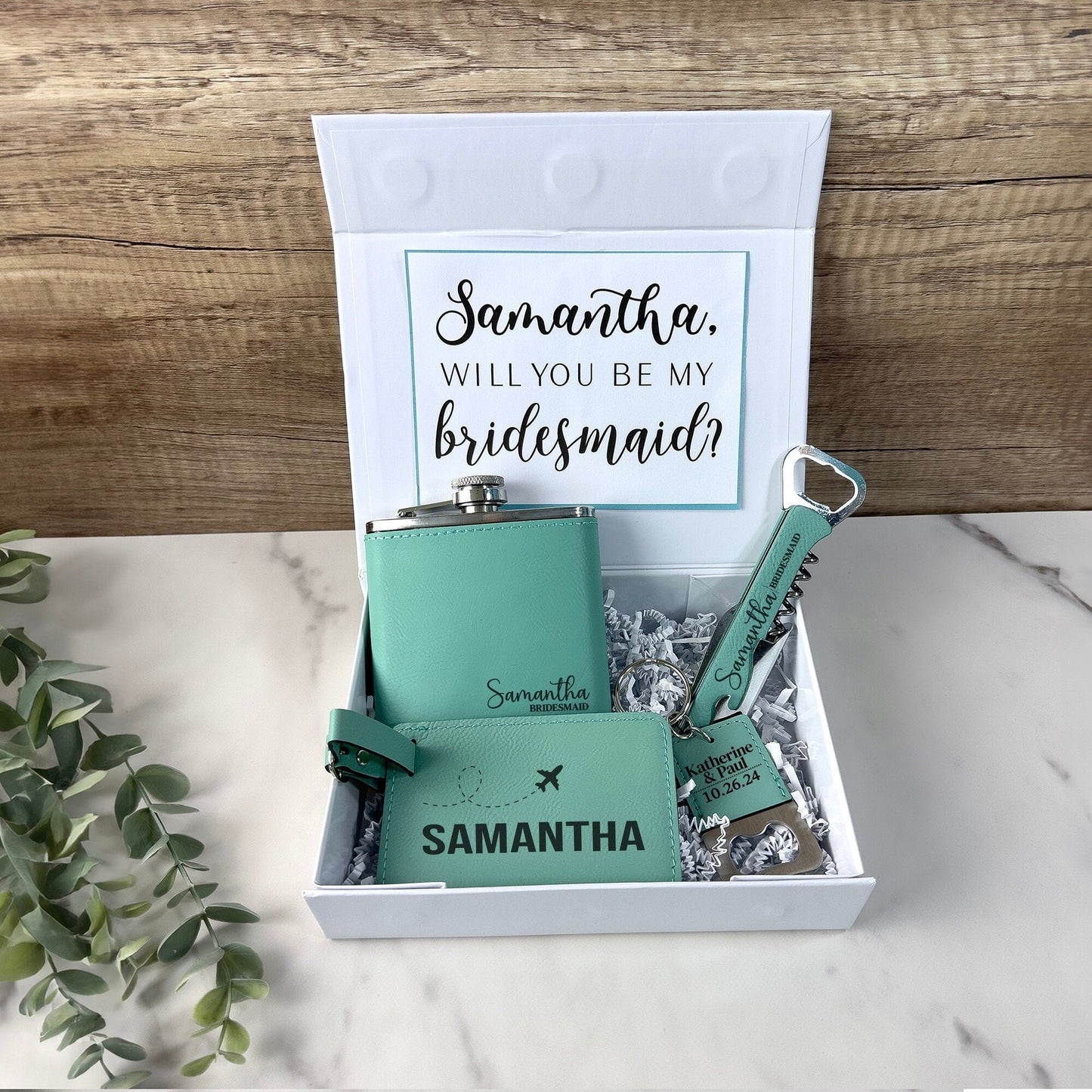 Personalized Bridesmaid Gift Box, Custom Will You Be My Bridesmaid Personalized Gift Box Set, Maid of Honor Gifts Bridesmaid Flask