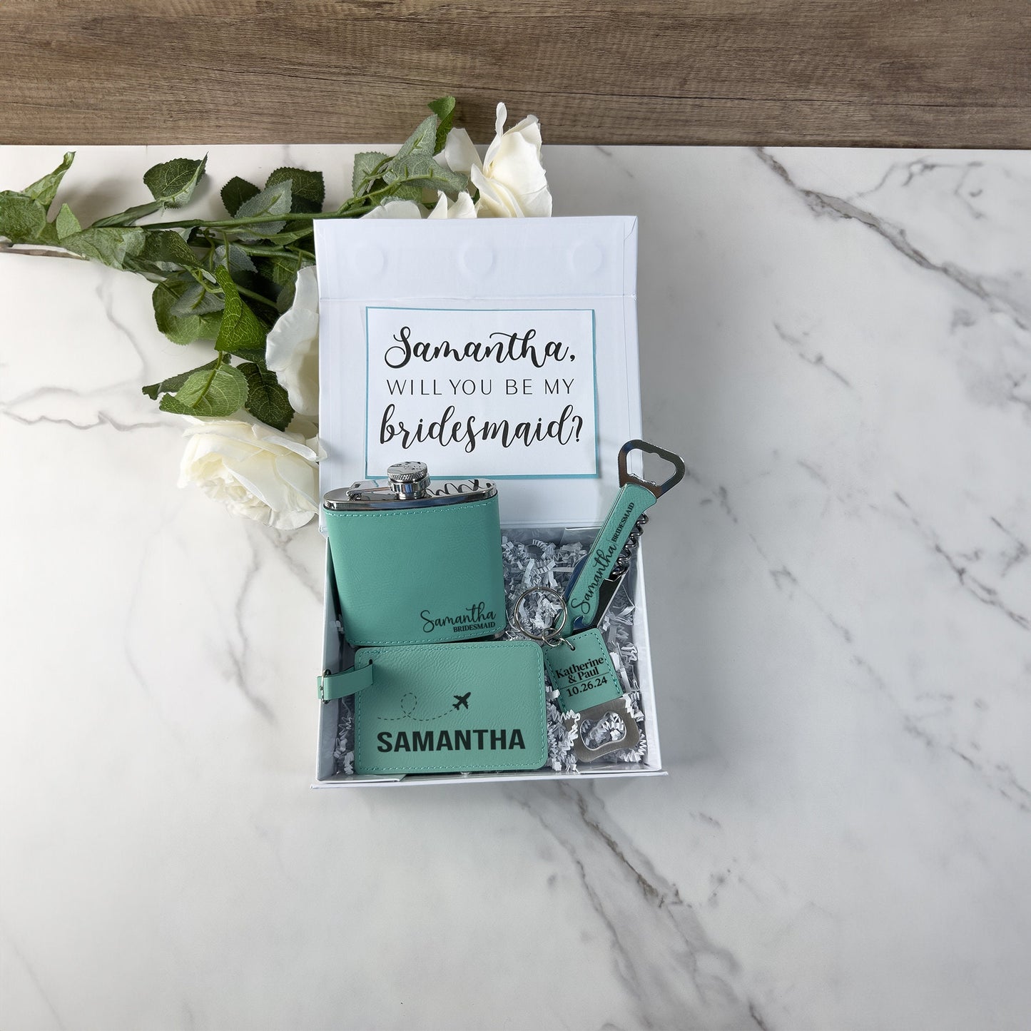 Personalized Bridesmaid Gift Box, Custom Will You Be My Bridesmaid Personalized Gift Box Set, Maid of Honor Gifts Bridesmaid Flask