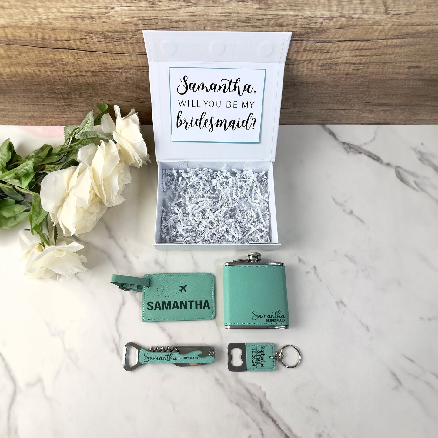 Personalized Bridesmaid Gift Box, Custom Will You Be My Bridesmaid Personalized Gift Box Set, Maid of Honor Gifts Bridesmaid Flask
