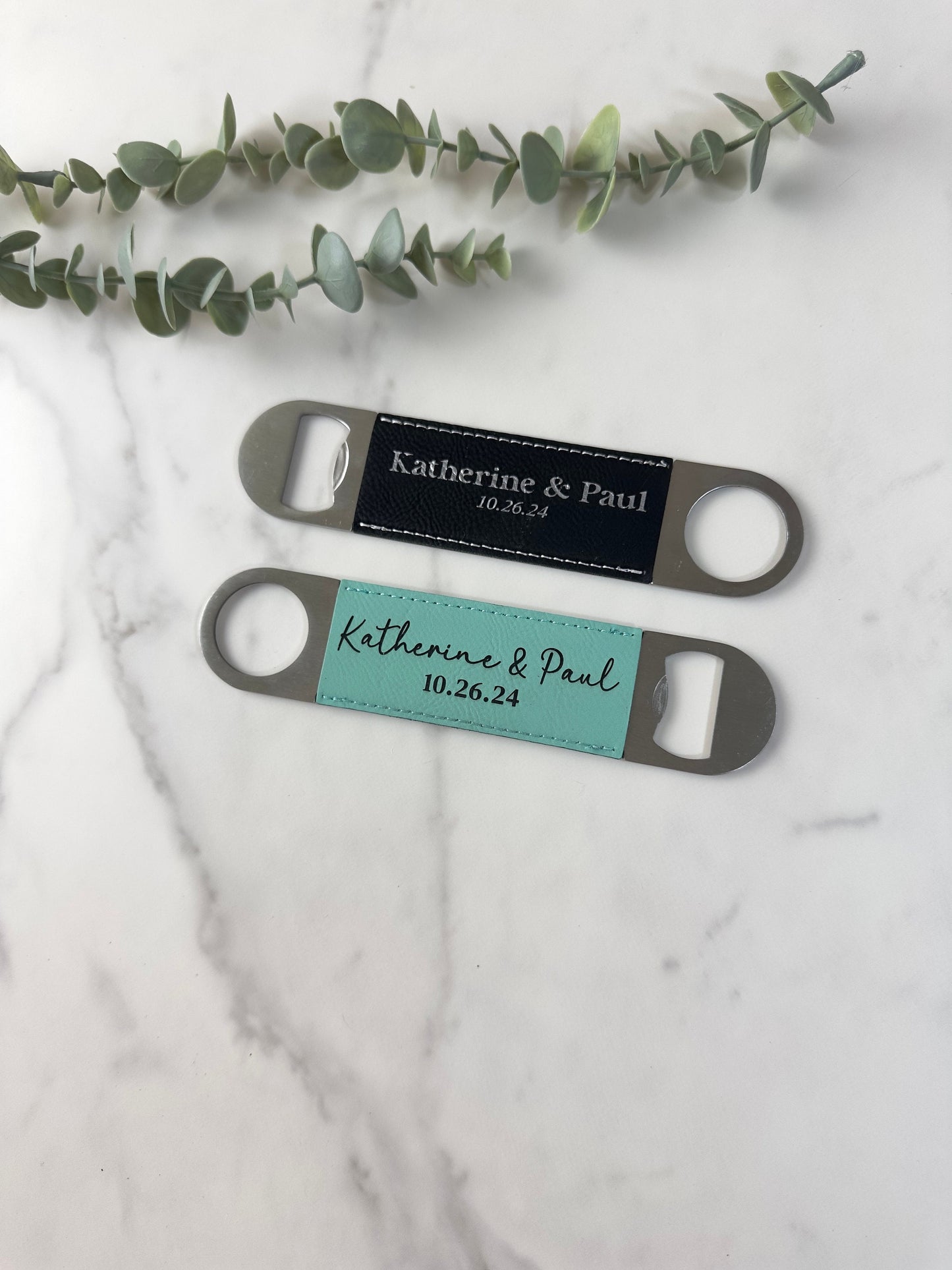 Leatherette Bottle Opener - Personalized Wedding Gift