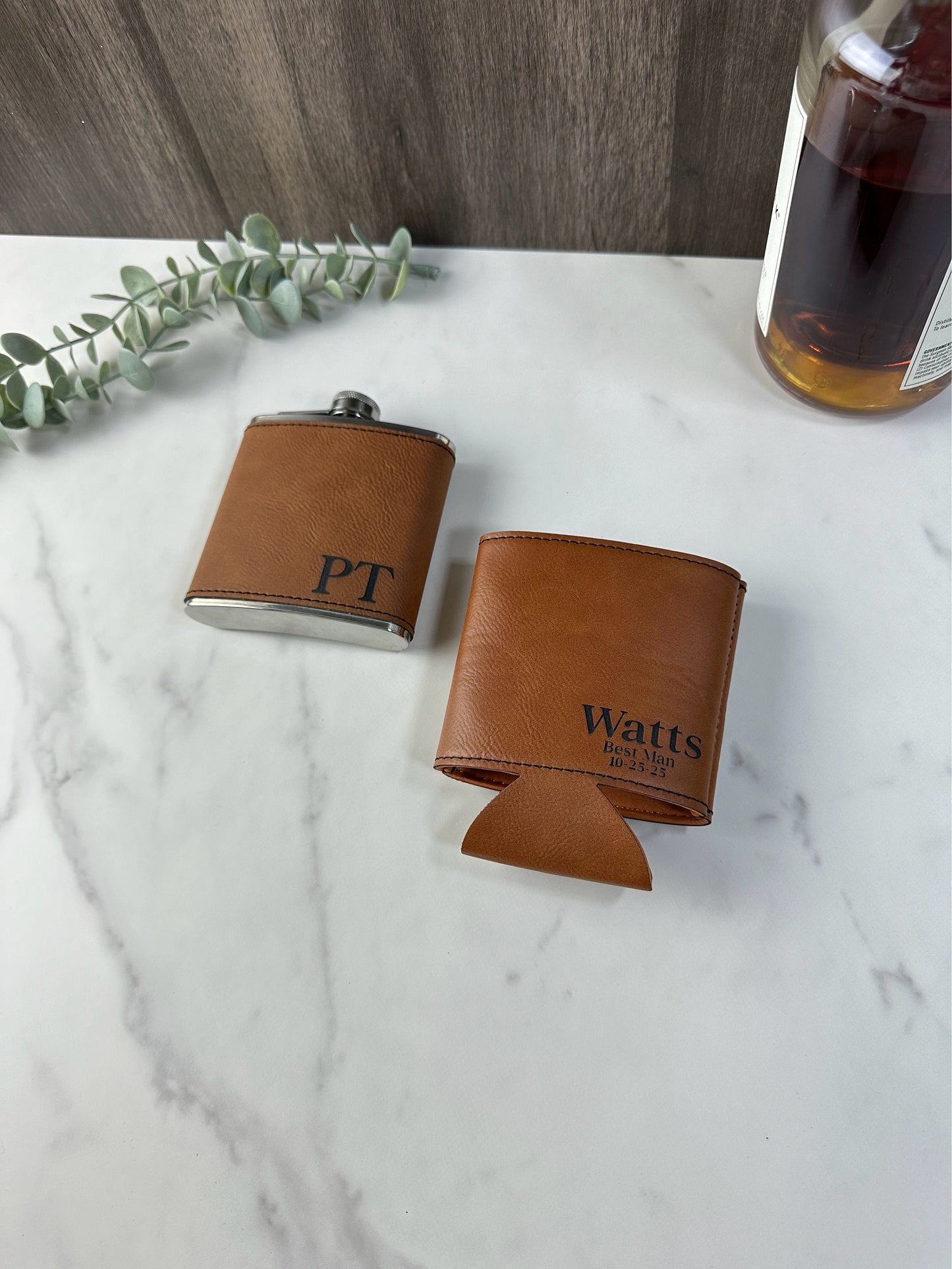 Can Holder and Flask Set