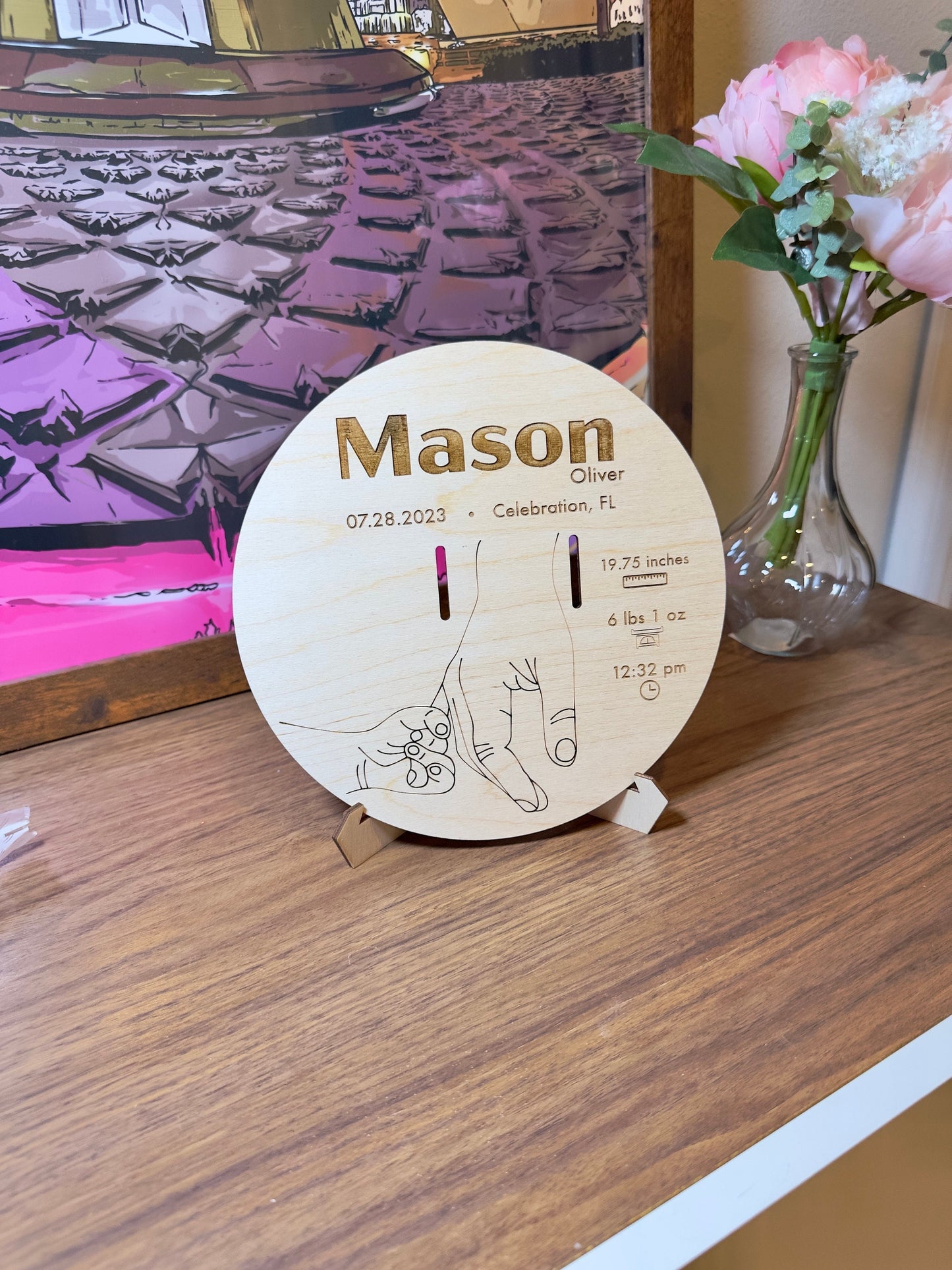 Newborn Baby Stats Hospital Bracelet Display