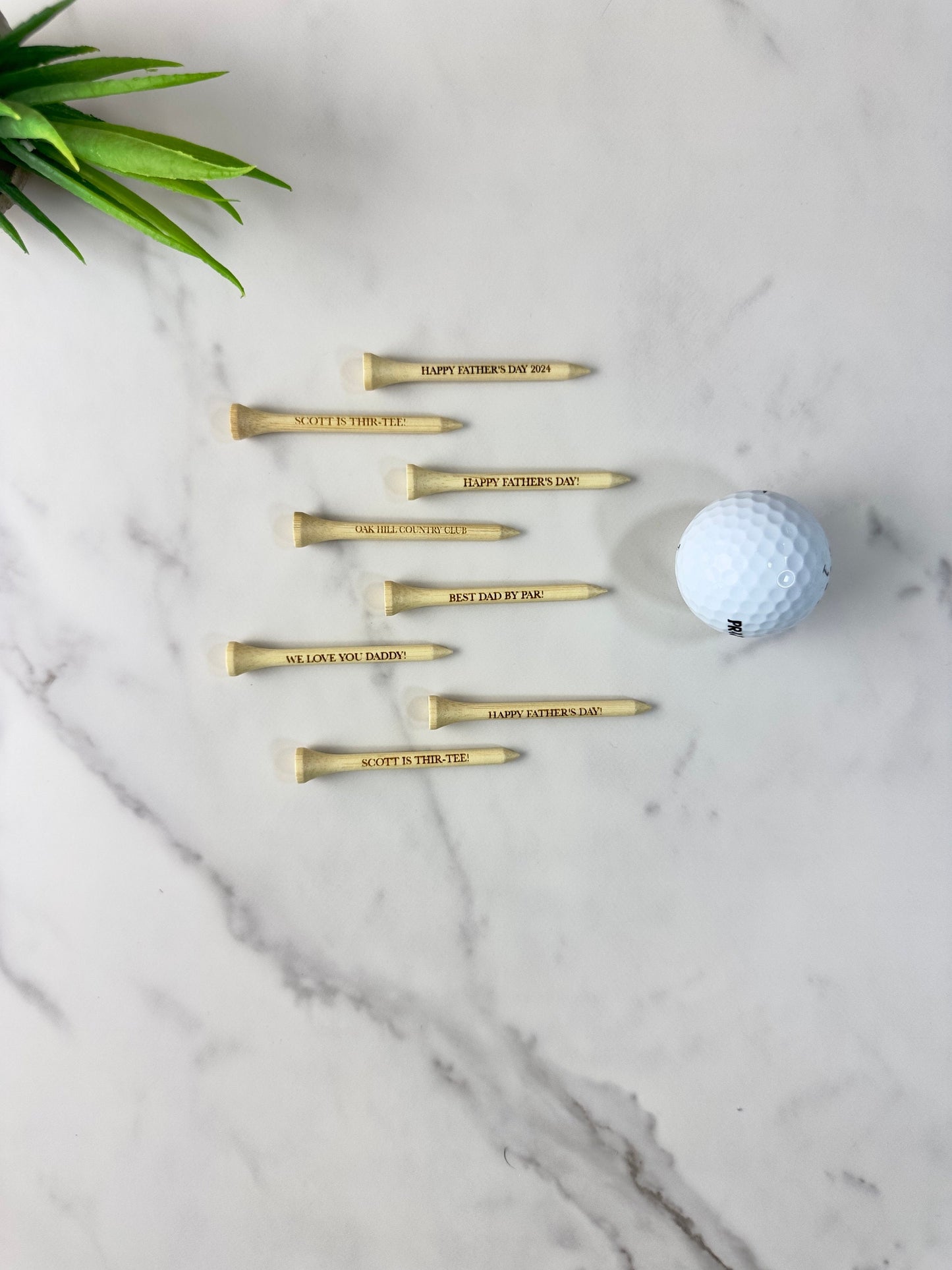 Personalized Father's Day Golf Tees, Bamboo Custom Golf Tees Laser Engraved 2.75 inches