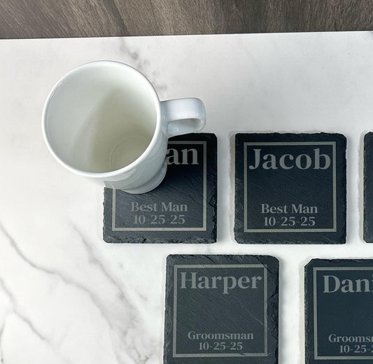 Groomsmen Slate Coaster - Personalized