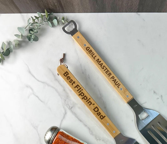 Personalized Wooden BBQ Spatula – Custom Barbecue Grill Tool Gift