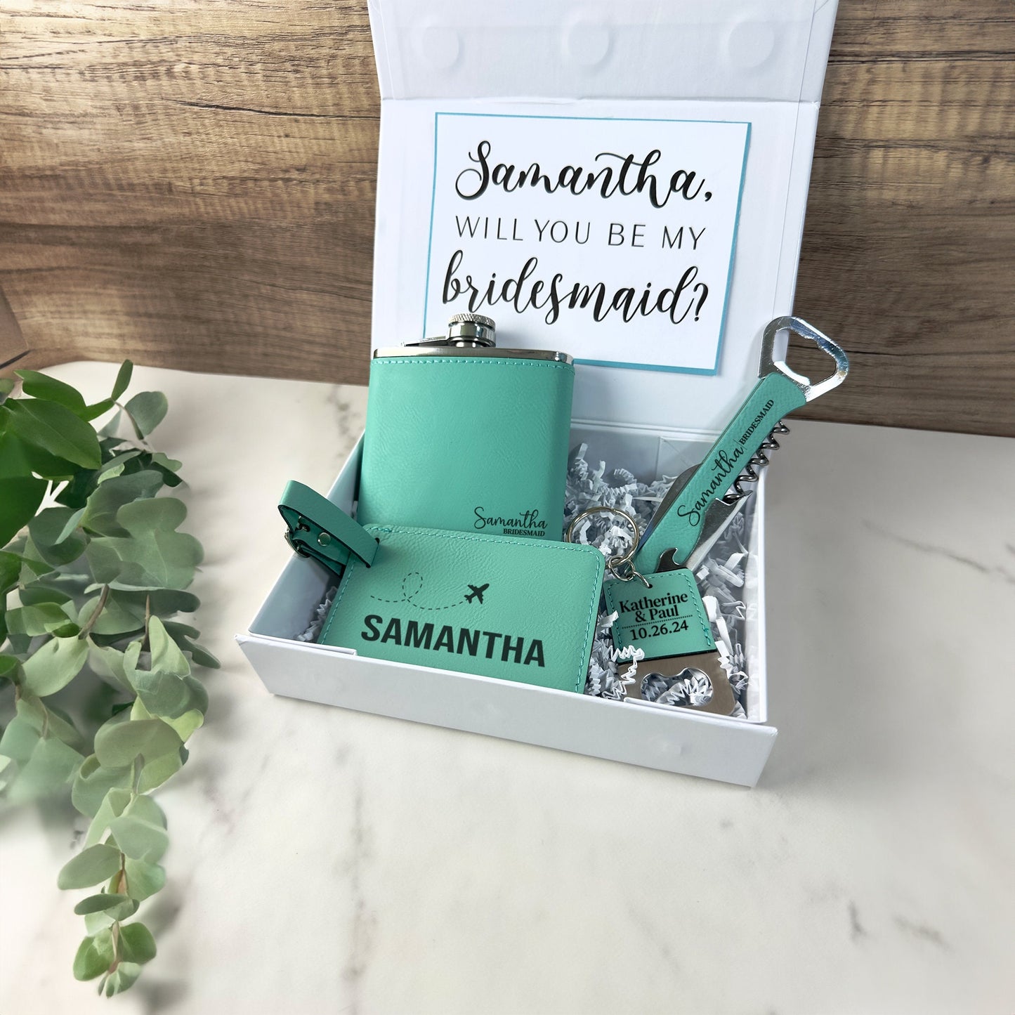 Personalized Bridesmaid Gift Box, Custom Will You Be My Bridesmaid Personalized Gift Box Set, Maid of Honor Gifts Bridesmaid Flask