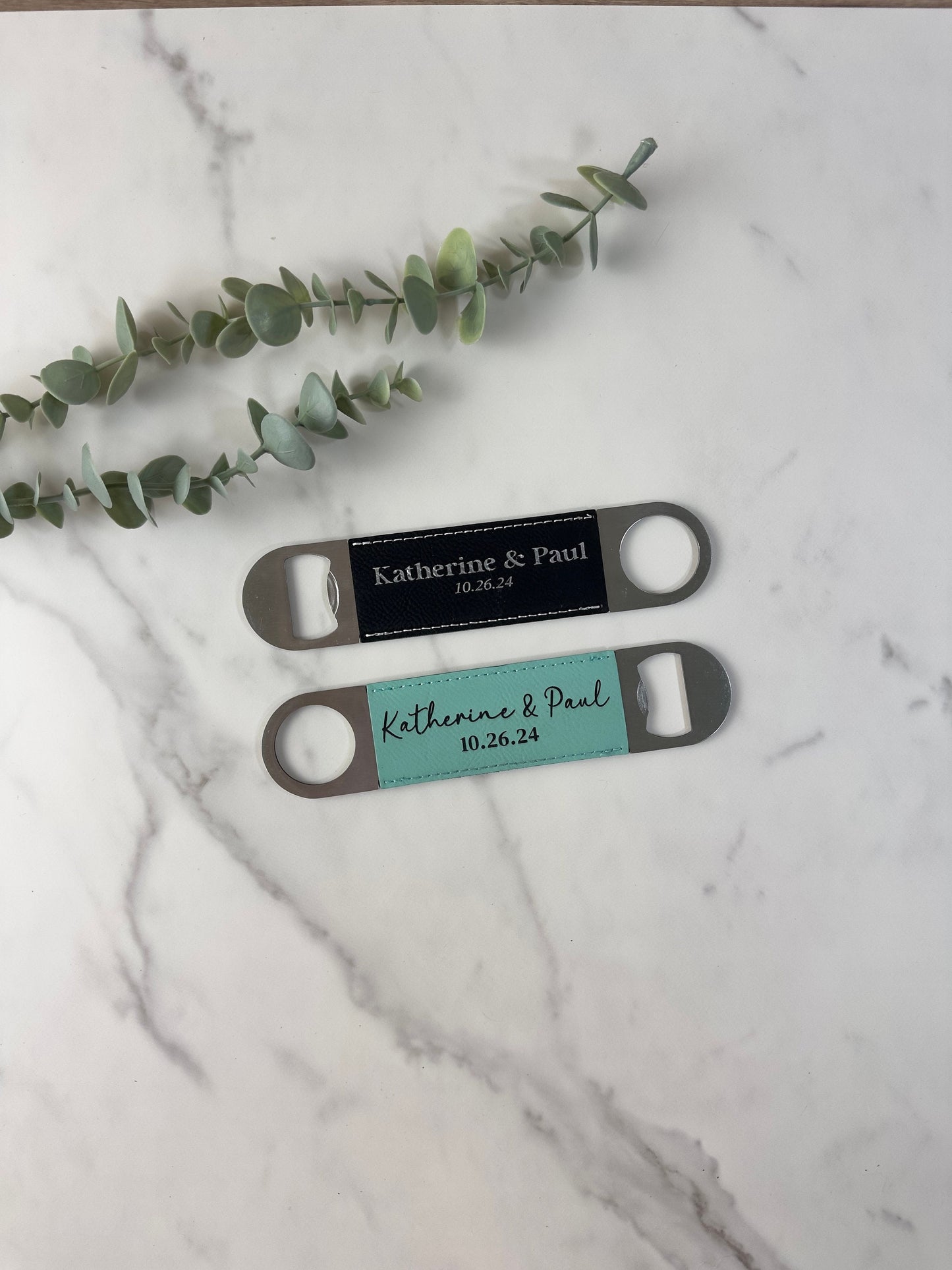 Leatherette Bottle Opener - Personalized Wedding Gift