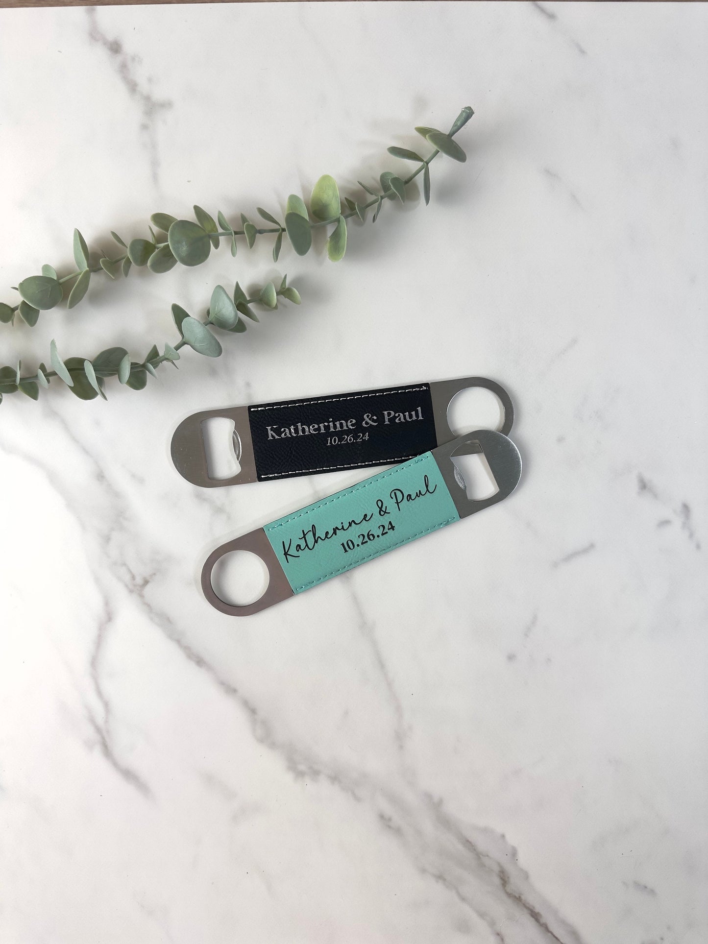Leatherette Bottle Opener - Personalized Wedding Gift