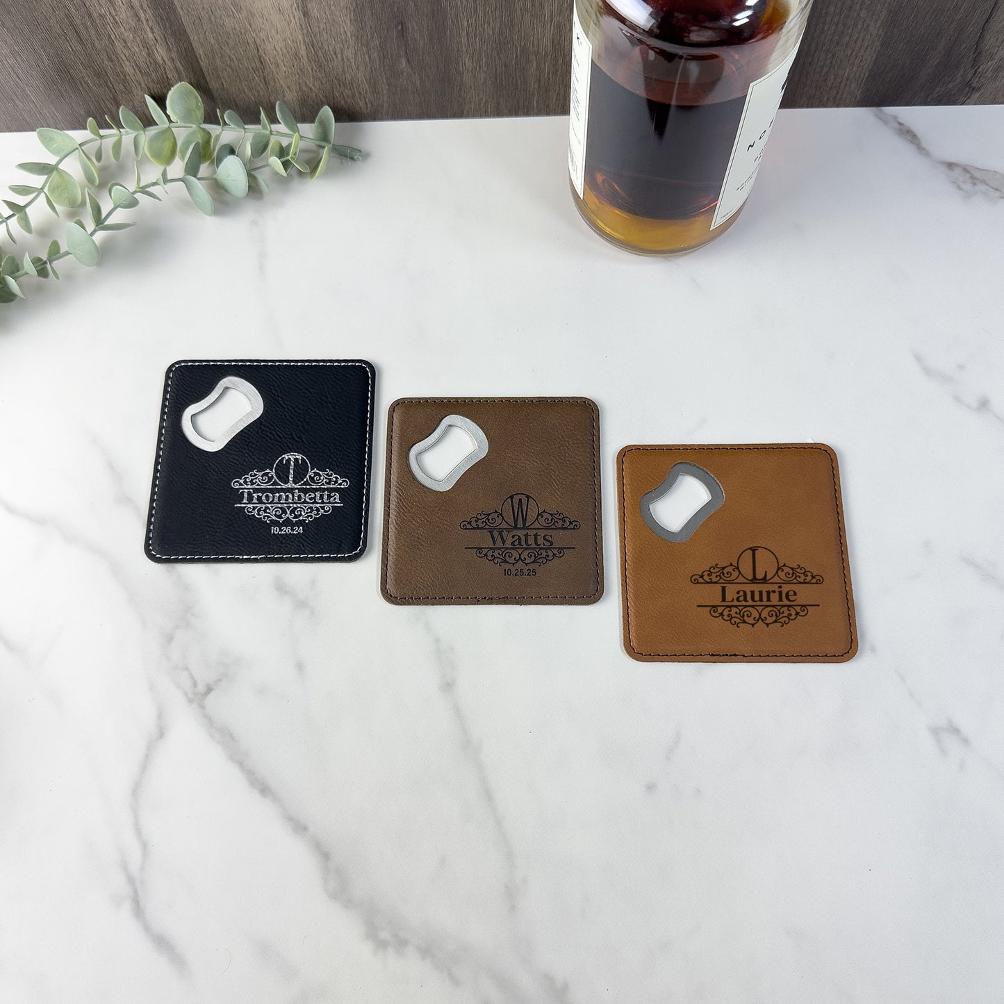 Personalized Coaster with Bottle Opener Groomsmen Gift