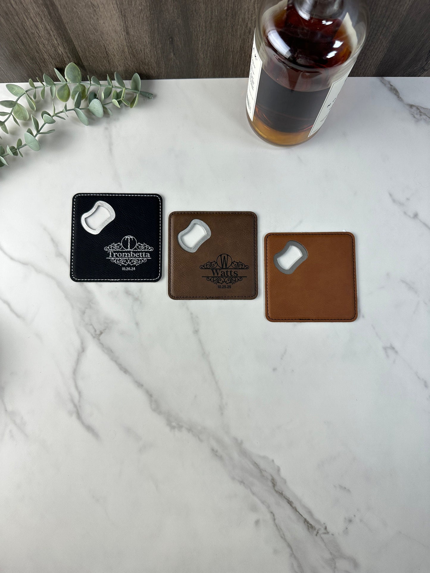 Personalized Coaster with Bottle Opener Groomsmen Gift