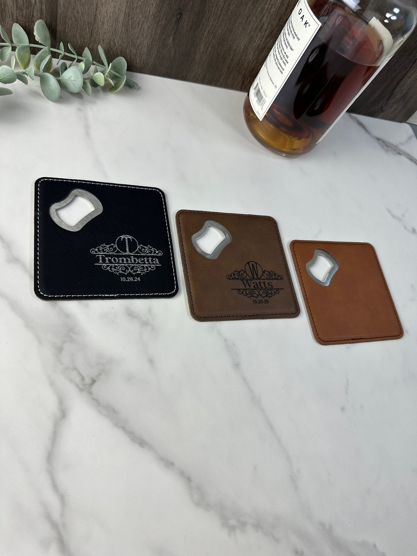 Personalized Coaster with Bottle Opener Groomsmen Gift