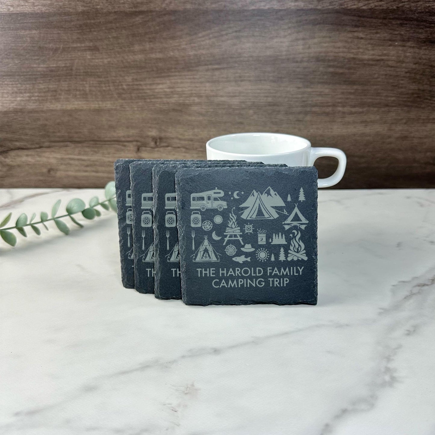 Personalized Camping Coaster Slate