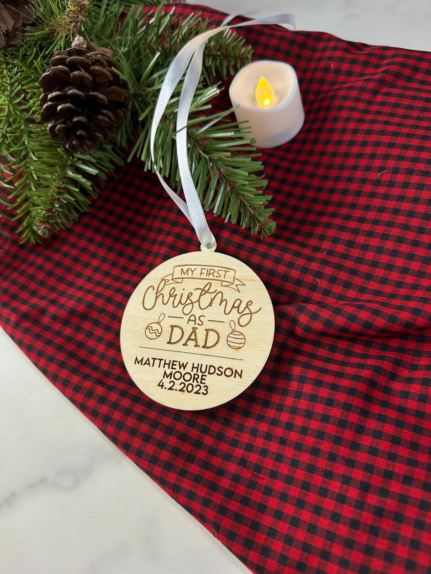 Dad’s First Christmas Ornament Personalized