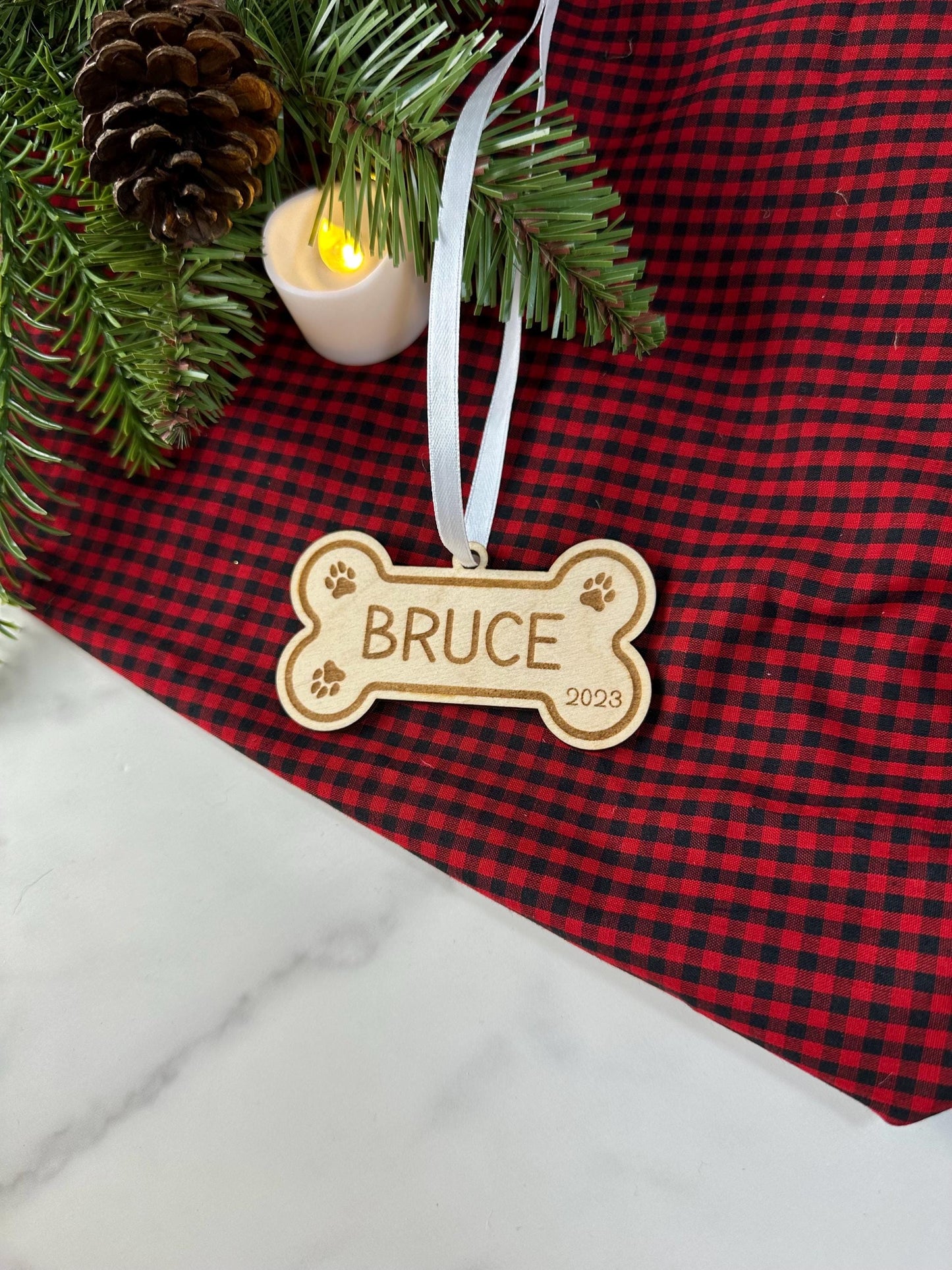 Dog Bone Christmas Ornament - Personalized