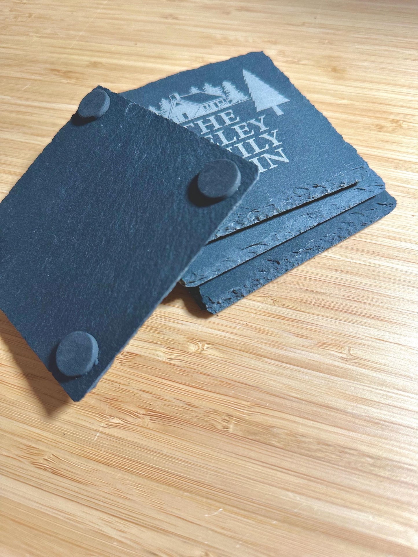 Custom Slate Family Cabin Coasters