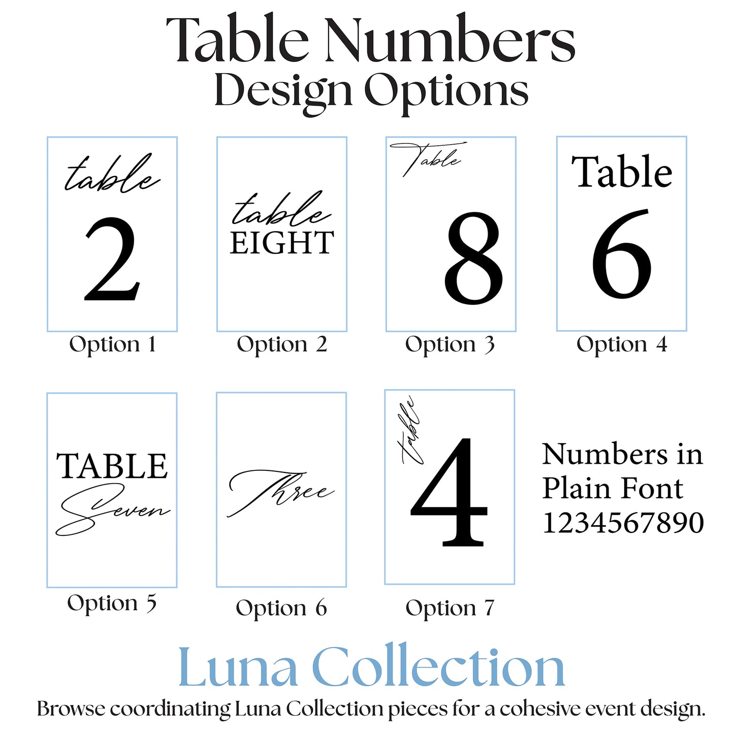 Table Numbers | Luna Collection
