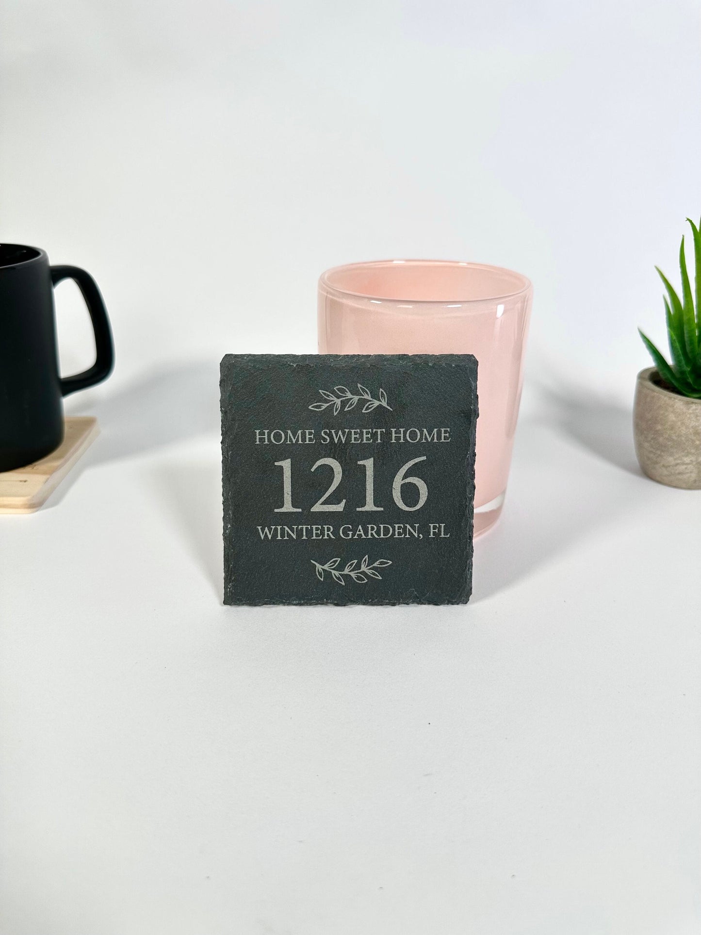 Home Sweet Home Slate Coaster for Housewarming Gift, Real Estate Agent Gift, Zip Code Gift, New Homeowner Gift, New Home Gift, Wedding Gift