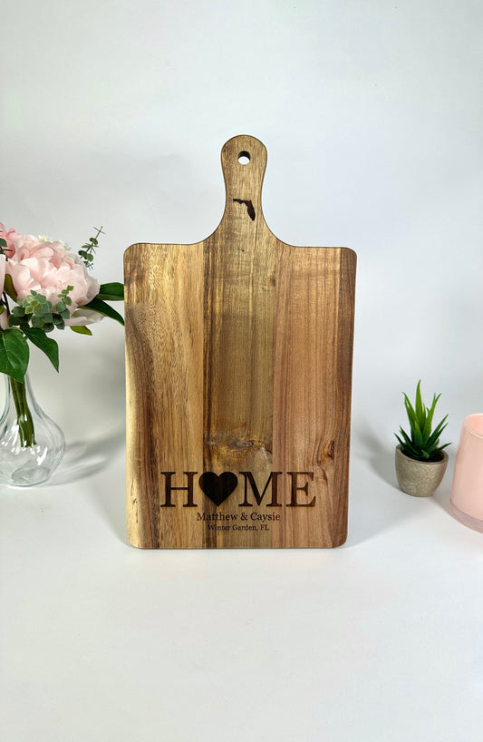 Home Family Charcuterie Board, Custom Cutting Board, Custom Housewarming Gift, Real Estate Agent Gift, New Homeowner Kitchen Cutting Board