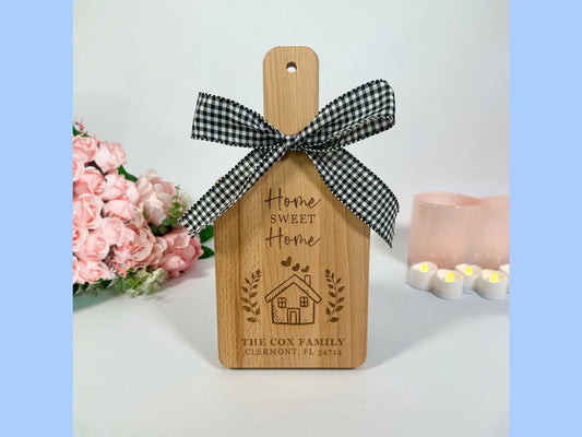 Home Sweet Home Display Cutting Board, Custom Charcuterie Board, Custom Housewarming Gift, Real Estate Agent Gift