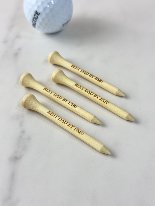 Personalized Father's Day Golf Tees, Bamboo Custom Golf Tees Laser Engraved 2.75 inches