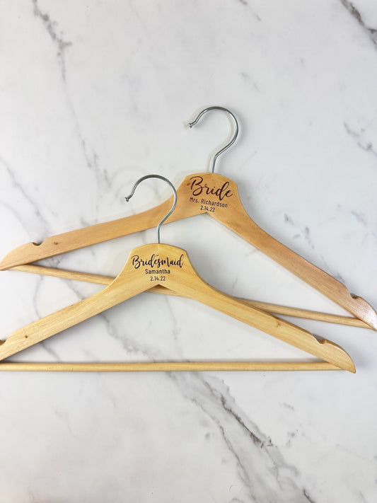 Personalized Wedding Dress Hanger, Wedding Bridal Party Hangers, Custom Wood Hangers, Personalized Wedding Gifts, Bridesmaid Gift