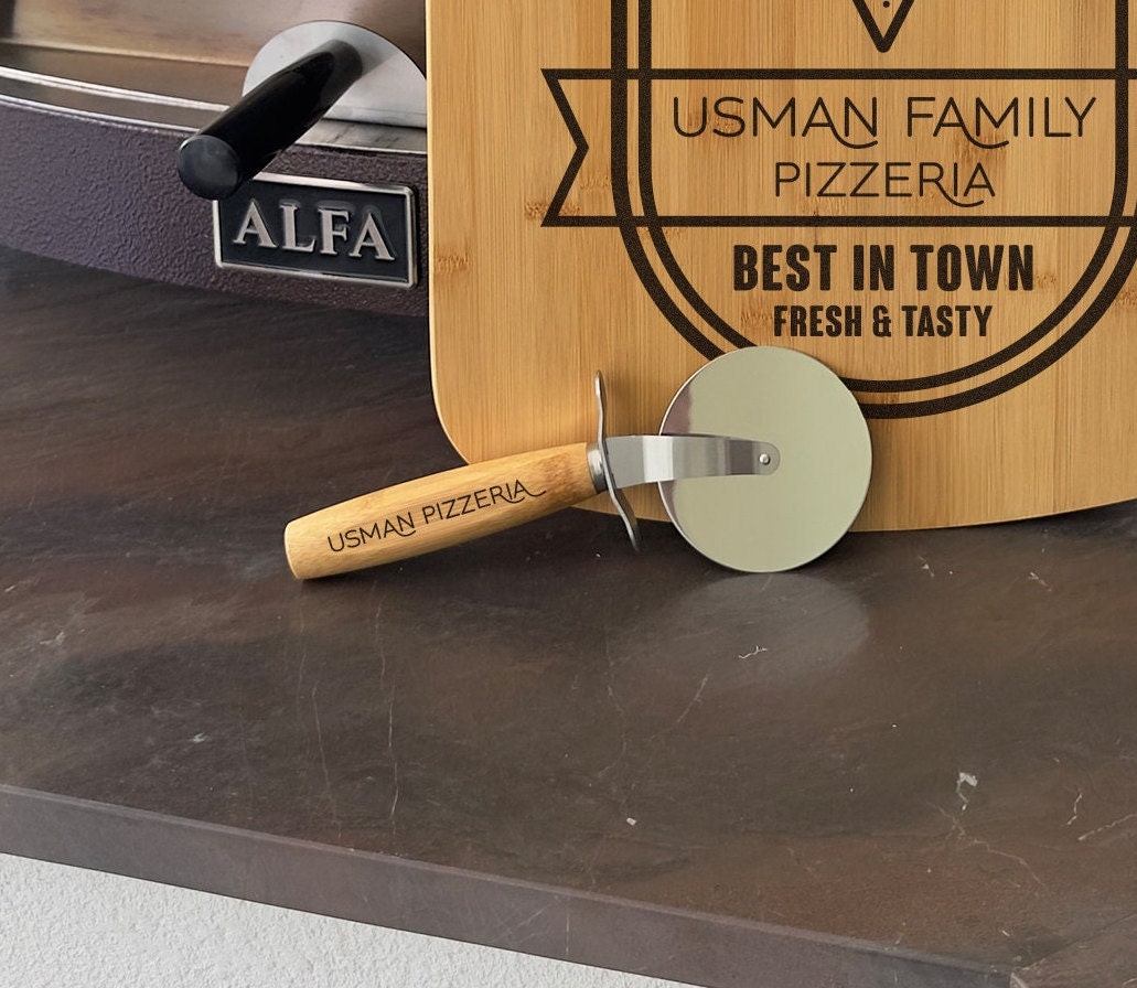 Personalized Pizza Board And Pizza Cutter, Custom Pizza Paddle, Engraved Pizza Paddle, Family Personalized Pizza Peel, Father's Day Gift