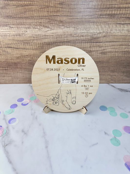 Newborn Baby Stats Hospital Bracelet Display