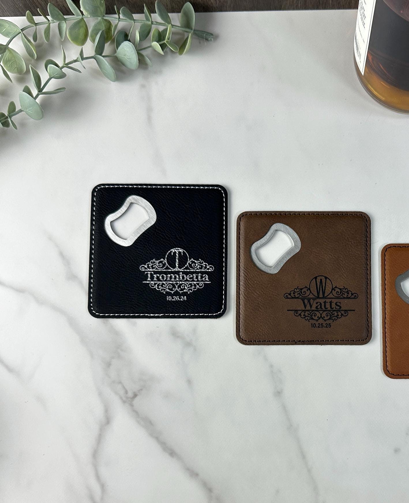 Personalized Bottle Opener Coaster for Groomsman, Engraved Bottle Opener Coaster, Groomsman Gifts, Bachelor Party Favors, Best Man Gifts