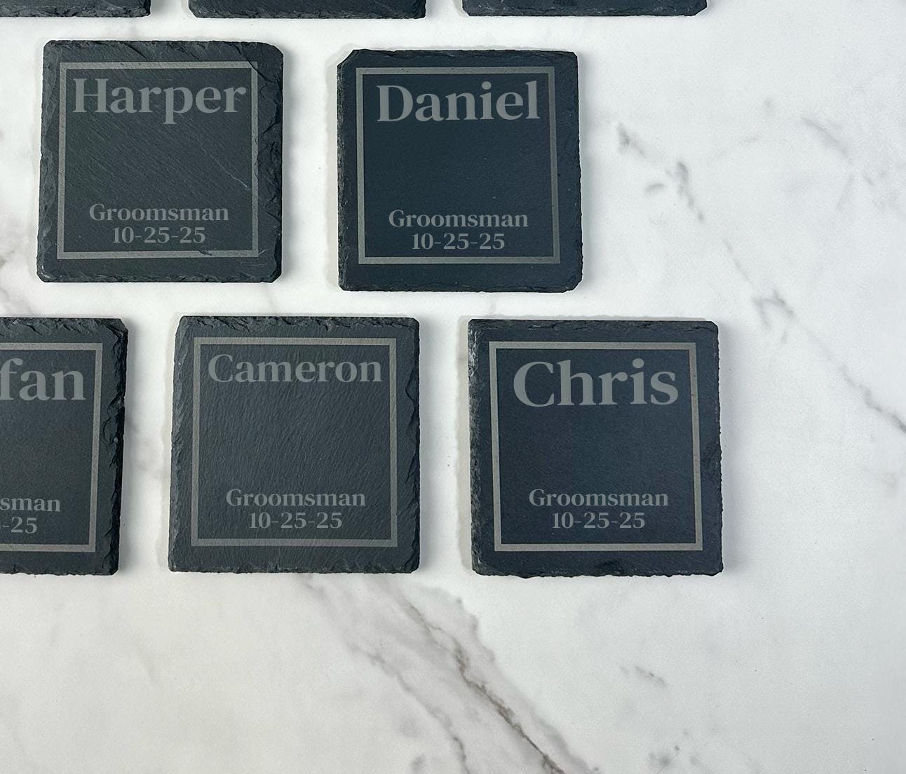 Personalized Groomsmen Slate Coaster, Custom Boyfriend Gift, Wedding Gift, Groomsman Gift, Best Man Gift, Fathers Day Gift, Groomsmen Gift