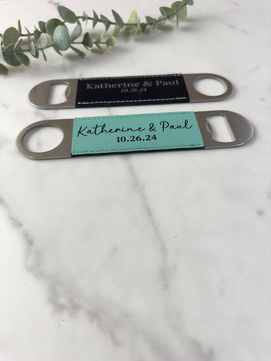 Leatherette Bottle Opener - Personalized Wedding Gift