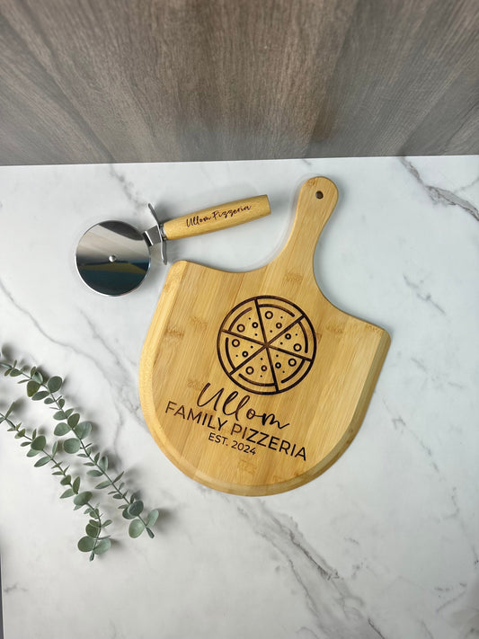 Personalized Pizza Server and Pizza Cutter, Engraved Pizza Server, Personalized Pizza Board, Father's Day Gift, Wedding Anniversary Gift