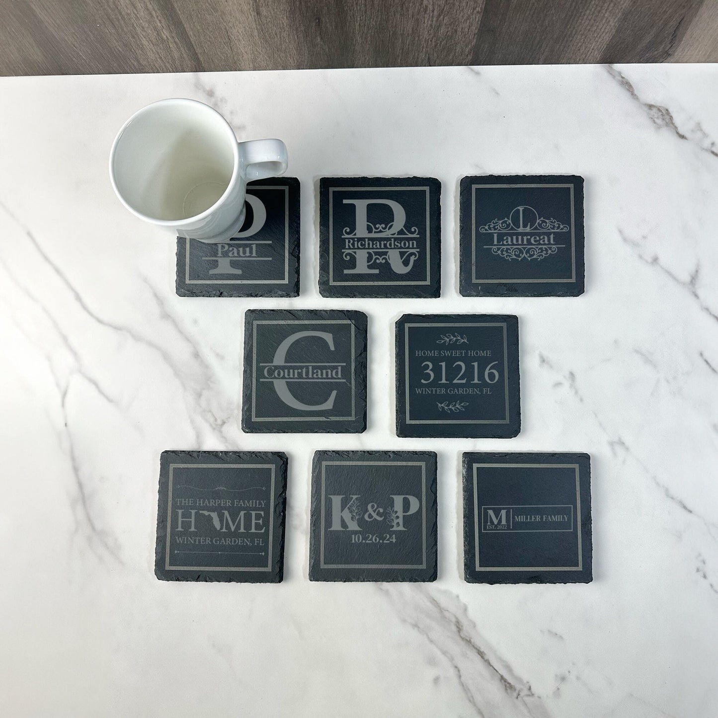 Personalized Slate Coaster Housewarming Gift, Real Estate Agent Gift, Zip Code Gift, New Homeowner Gift, Bridesmaid Wedding Gift