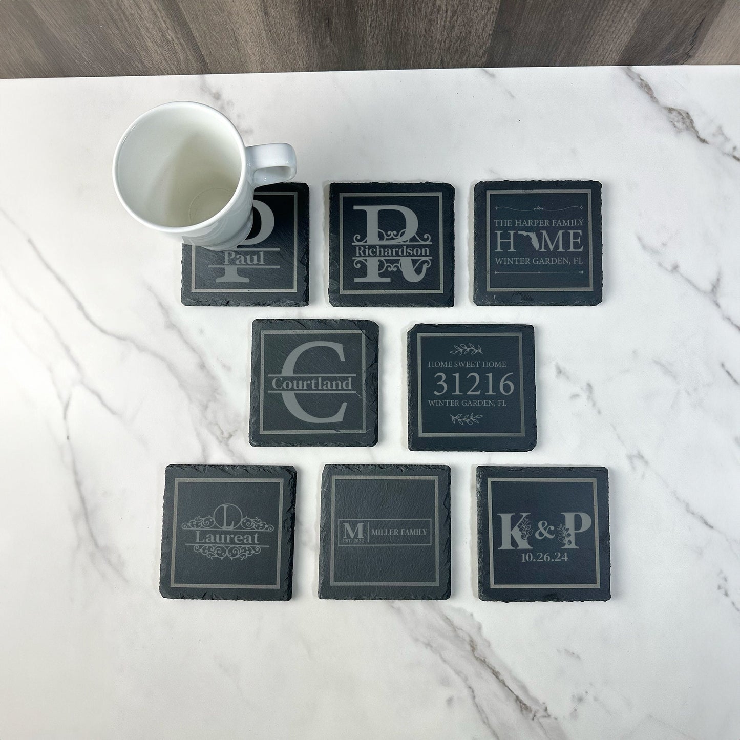 Personalized Slate Coaster Housewarming Gift, Real Estate Agent Gift, Zip Code Gift, New Homeowner Gift, Bridesmaid Wedding Gift