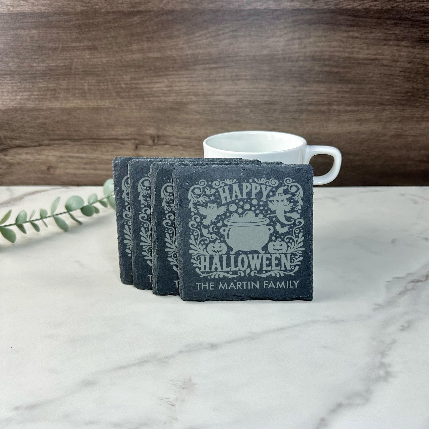 Personalized Halloween Coasters, Custom Halloween Slate Coasters, Custom Halloween Gift, Custom Halloween Decor, Halloween Home