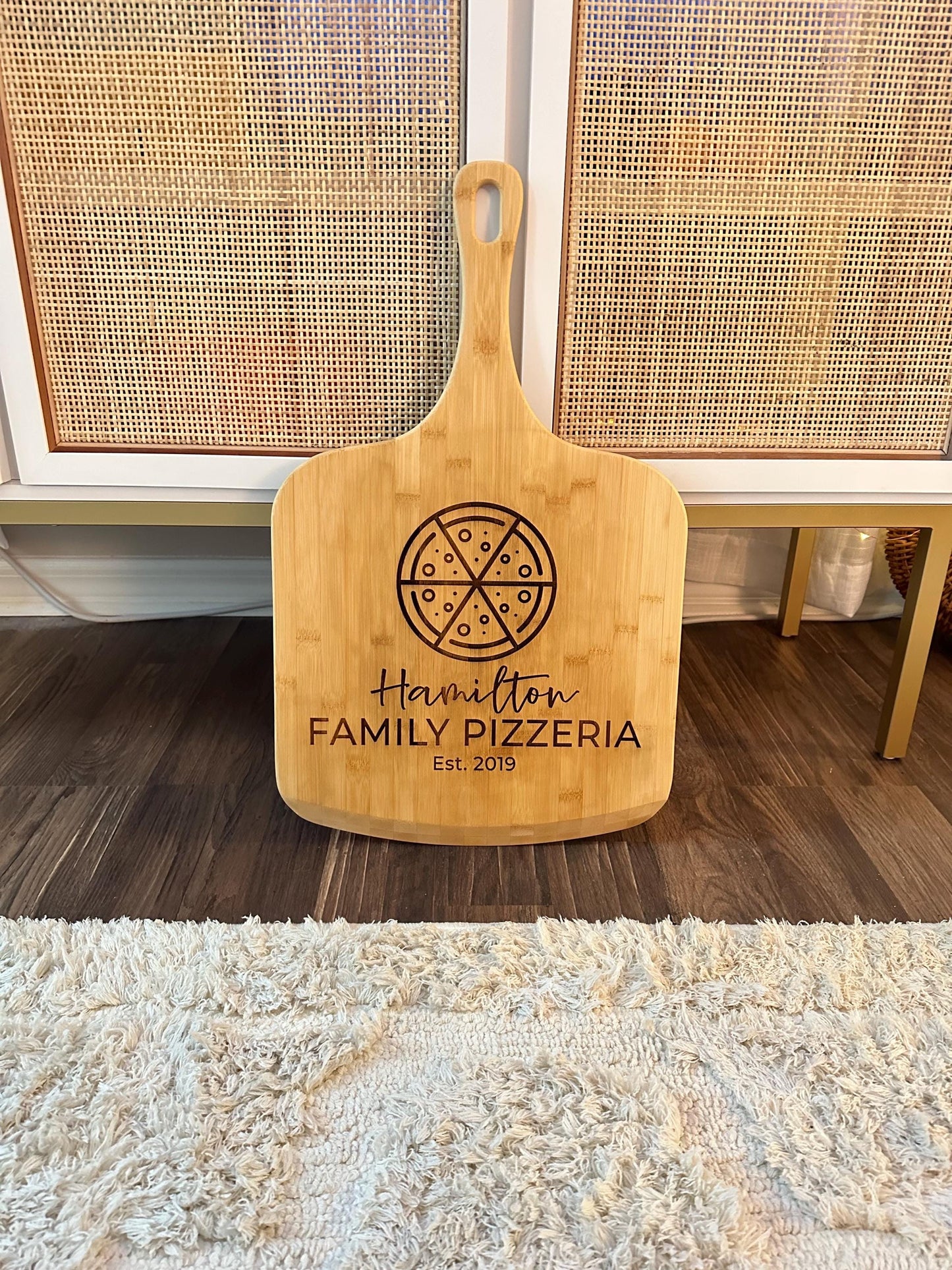 Personalized Pizza Board and Pizza Cutter, Pizza Peel Father's Day Gift, Custom Pizza Paddle, Engraved Pizza Server, Dad Personalized Pizza