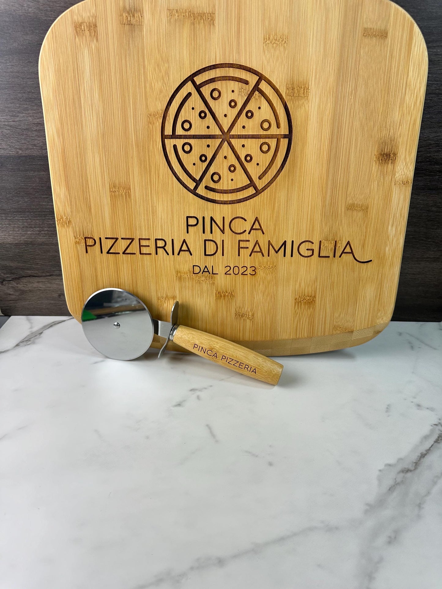 Personalized Pizza Board and Pizza Cutter, Pizza Peel Father's Day Gift, Custom Pizza Paddle, Engraved Pizza Server, Dad Personalized Pizza