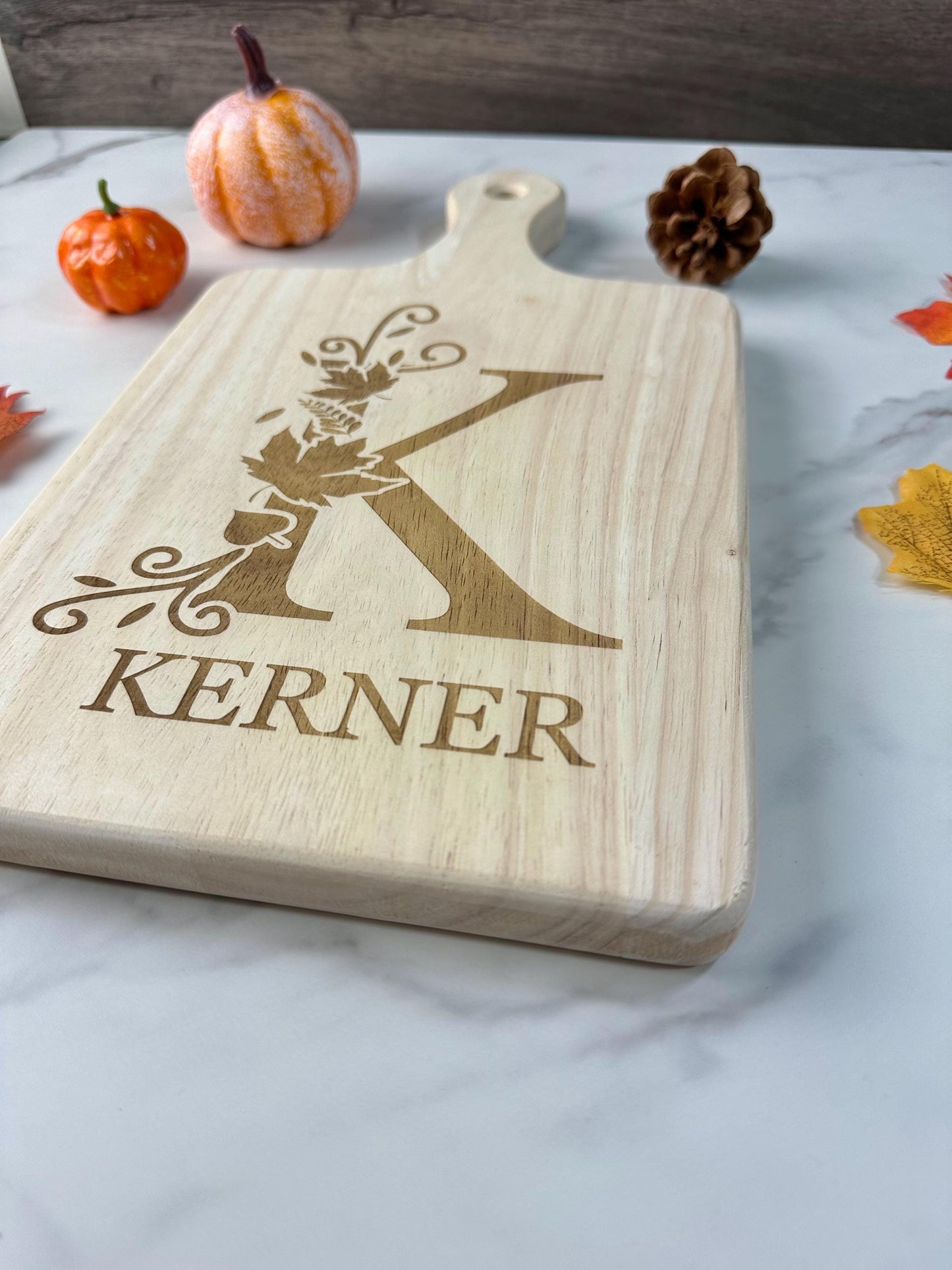 Custom Fall Monogram Charcuterie Board