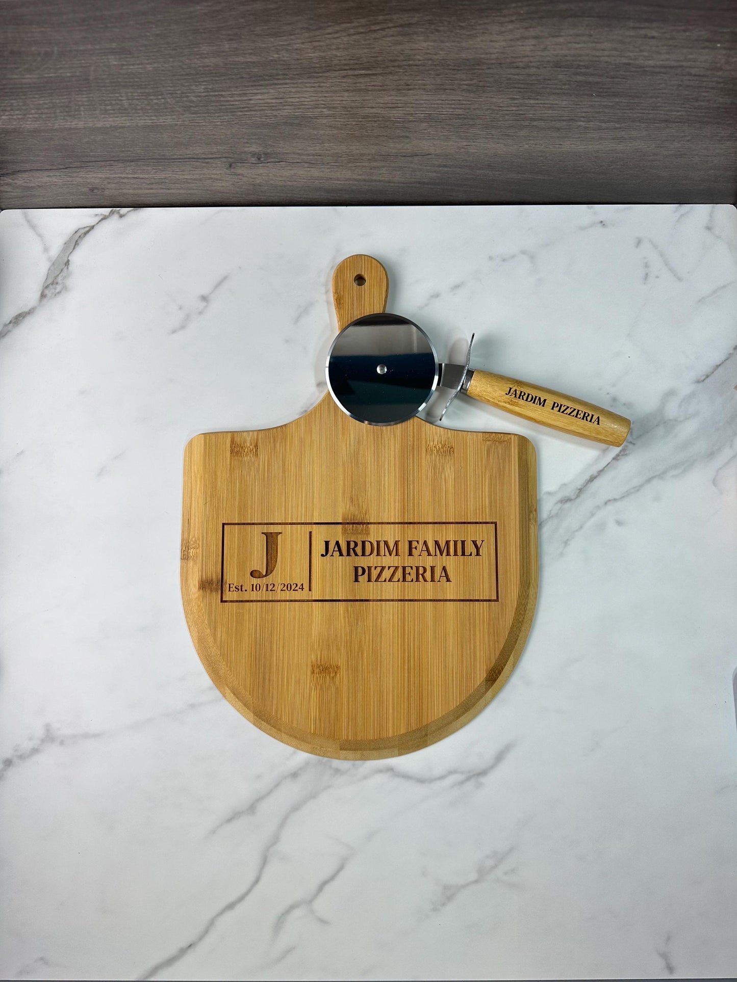 Personalized Pizza Peel and Pizza Cutter, Custom Pizza Stone, Engraved Pizza Server, Personalized Christmas Gift Pizza, Dad Christmas Gift