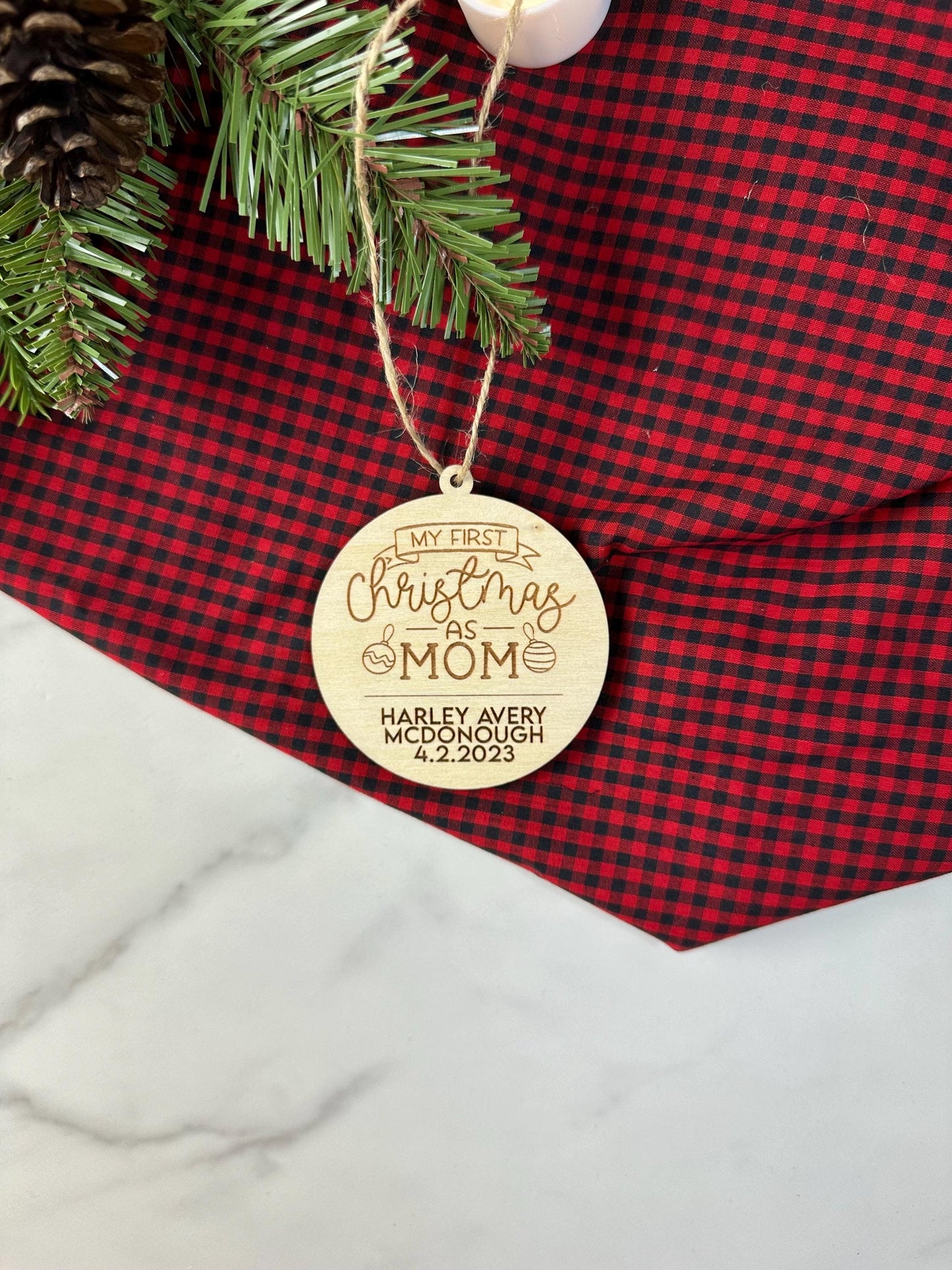 Mom’s First Christmas Ornament, Custom New Mom Christmas Ornament, 1st Christmas as Mom Gift, Newborn 1st Christmas Mom Ornament