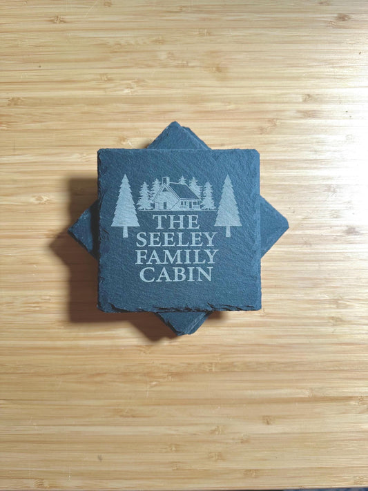 Custom Slate Family Cabin Coasters